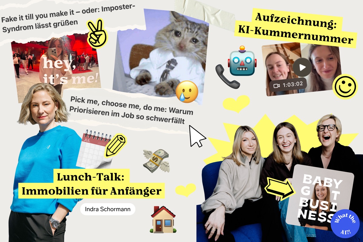 Collage aus dem Club: Lunch-Talk „Immobilien für Anfänger“, Aufzeichnung der KI-Kummernummer und Podcast-Folgen
