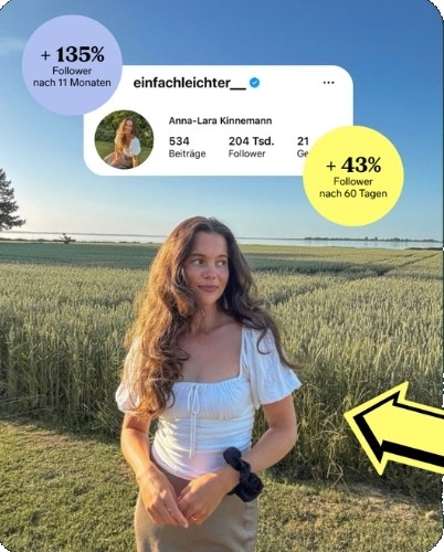 Instagram-Profil einfachleichter__ (Anna-Lara Kinnemann): plus 43 Prozent Follower nach 60 Tagen und plus 135 Prozent Follower nach 11 Monaten